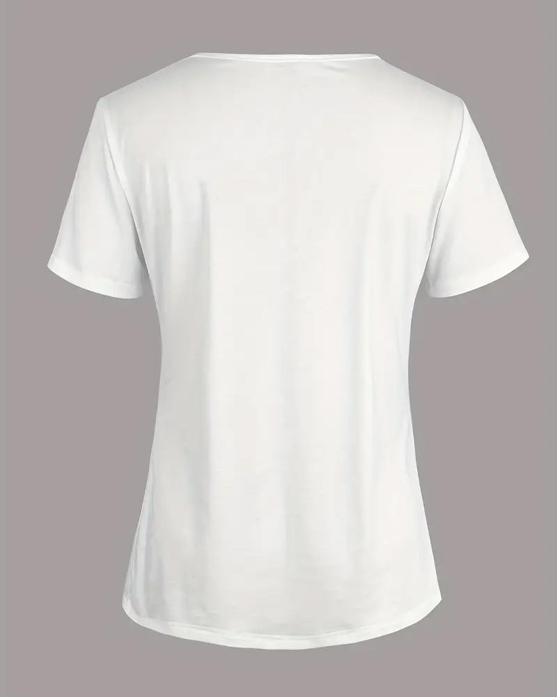 Bluse Rundhals Spitzeneinsatz