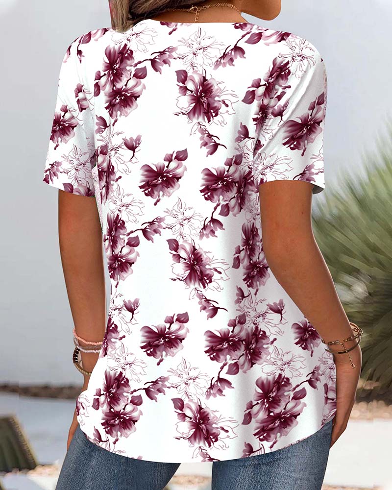 Bluse Blumenmuster Kurzärmlig