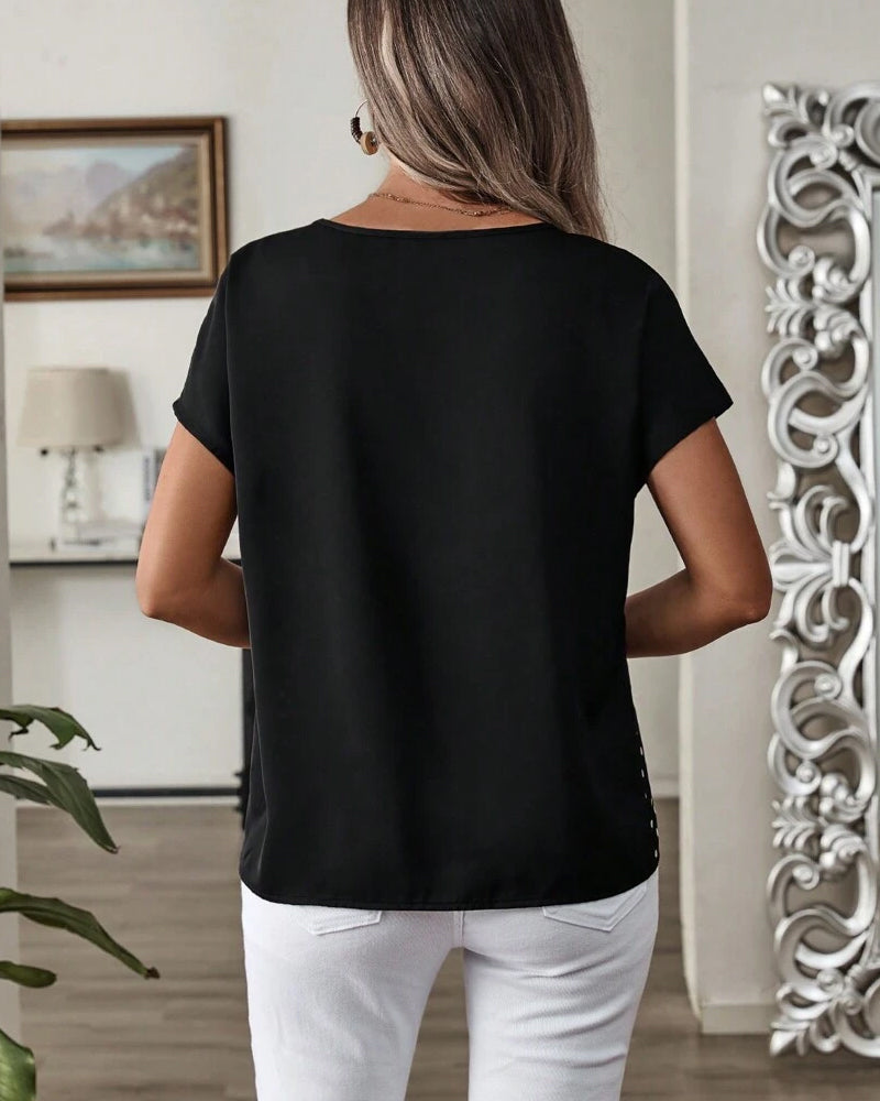 T-Shirt Rundhalsausschnitt Polka-Dot-Druck