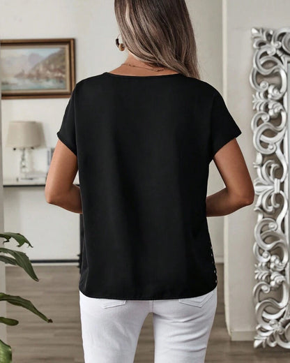 T-Shirt Rundhalsausschnitt Polka-Dot-Druck